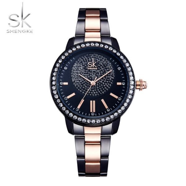 SK SHENGKE Women's Rose Gold Quartz Water Resistant Watch